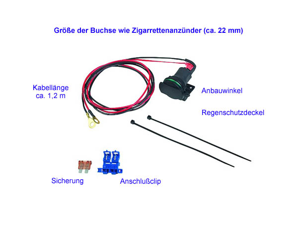 12V Aufbausteckdose - 21 mm, wassergeschützt !